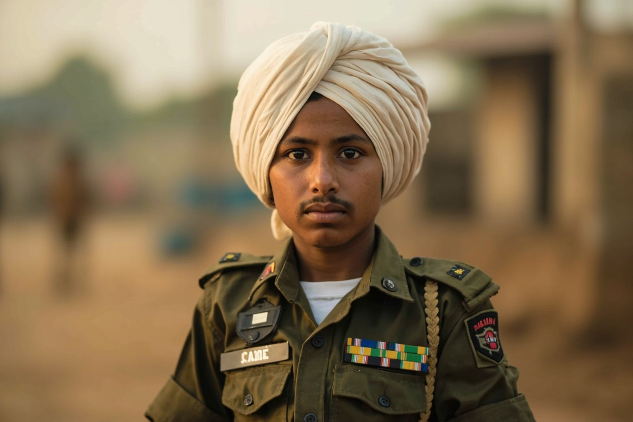 Haryana JAT army soldier in white safa turban